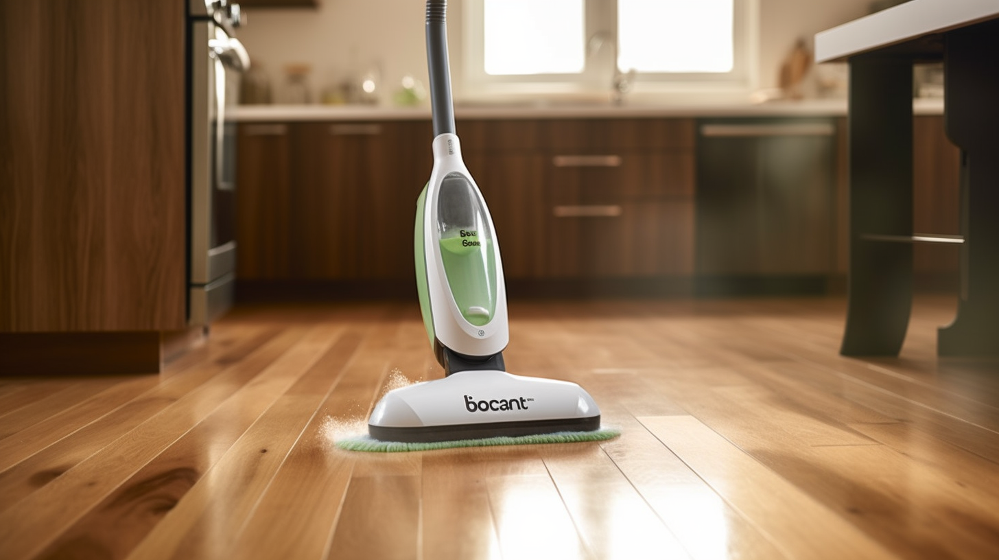 Bona multipurpose cleaner sweeping hardwood kitchen floor
