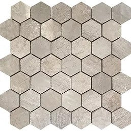 Mosaico hexagonal de mármol con varios acabados 12 x 12